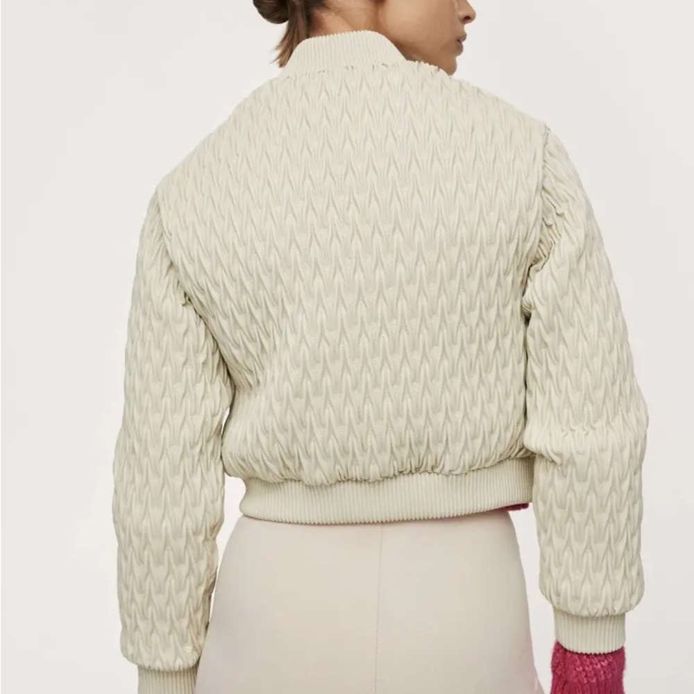 Mango Cropped Textured Bomber Jacket - Picture 9 of 9